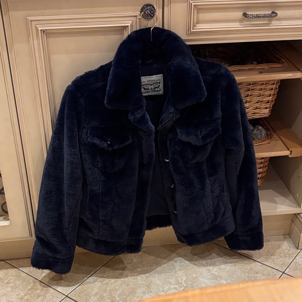 Levi's Dark Blue Faux Fur Jacket
